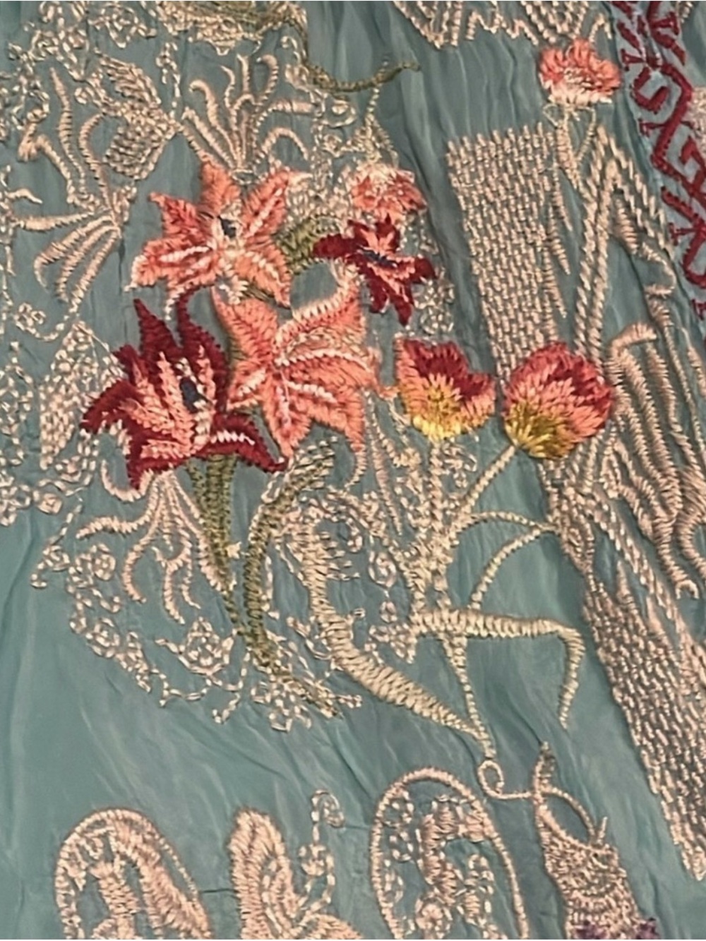 Johnny Was Turquoise Floral Embroidered Tunic Top - Picture 14 of 14